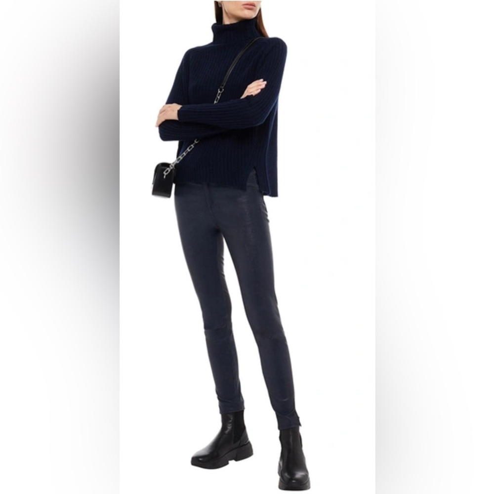 Maje Marinetti Ribbed Cashmere Turtleneck - Navy, Size Medium (2) NWOT